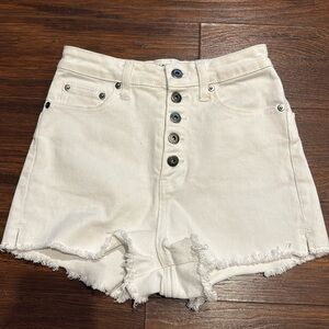 High Waisted Button Up White Shorts, size 24
